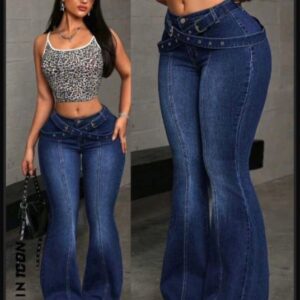 Double belt palazzo jean